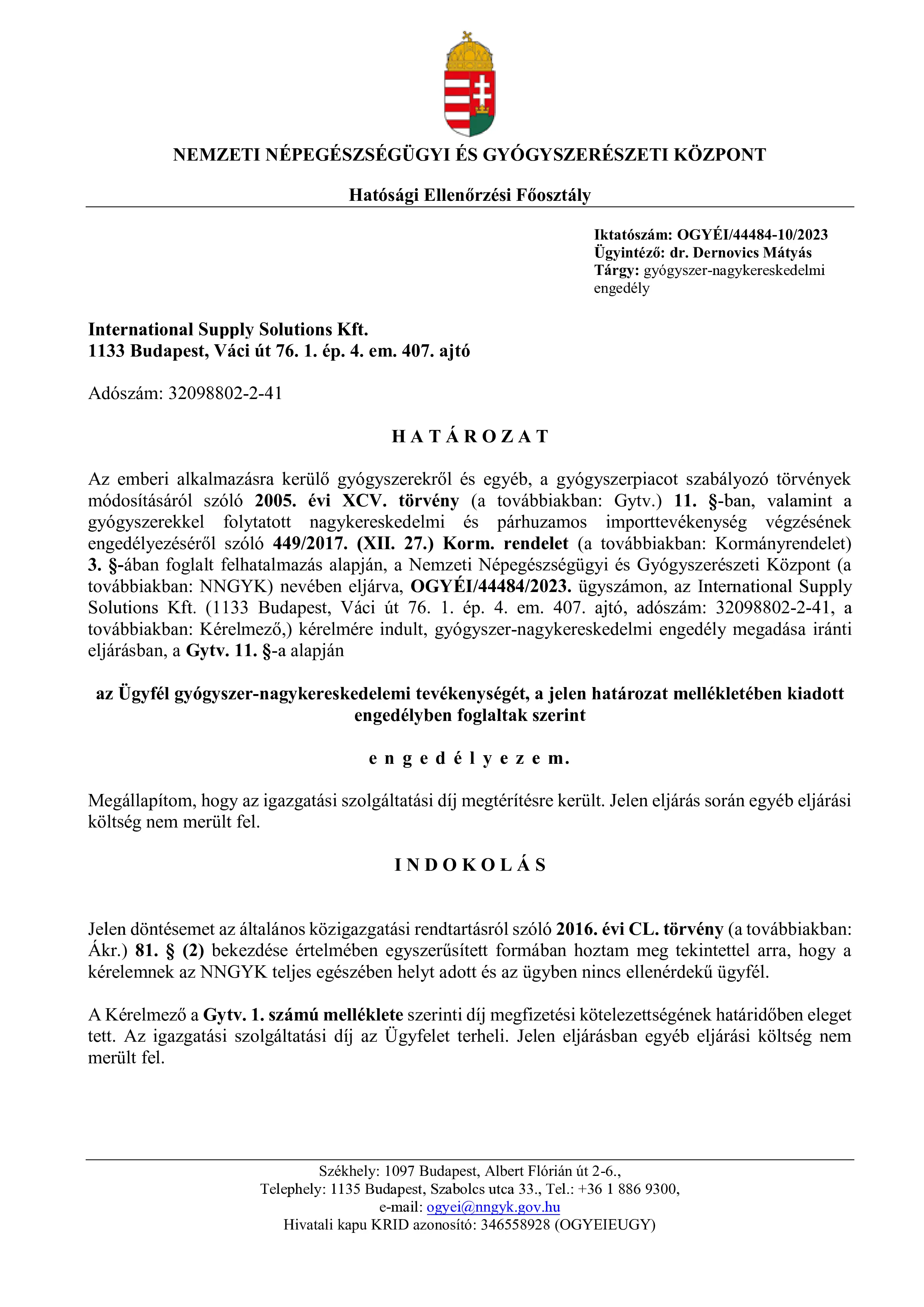 Pharmacological License Certificate